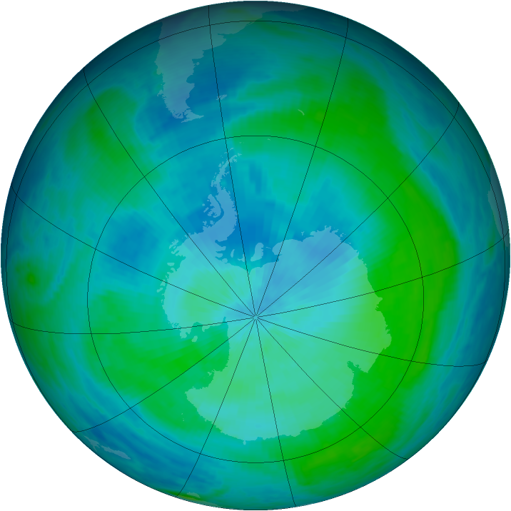 Antarctic ozone map for 22 February 1993